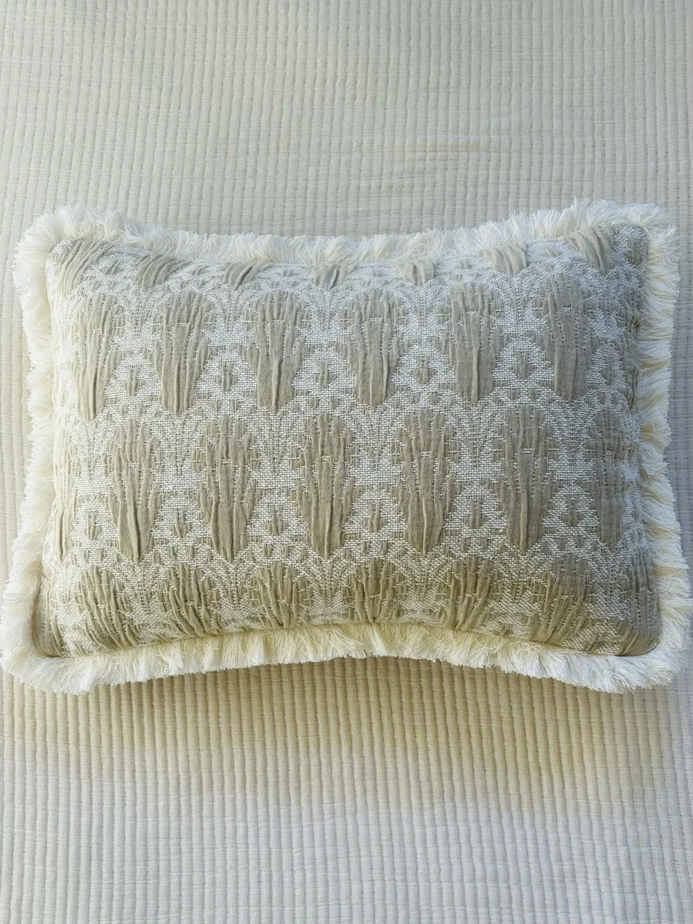 Threshold x Studio McGee Lumbar Woven Shell Block Fringe Pillow Natural NWT